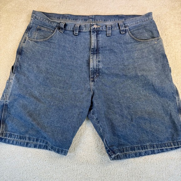 Wrangler Carpenter Denim Shorts Mens Size 44 Blue Relaxed Fit Utility - Picture 1 of 8